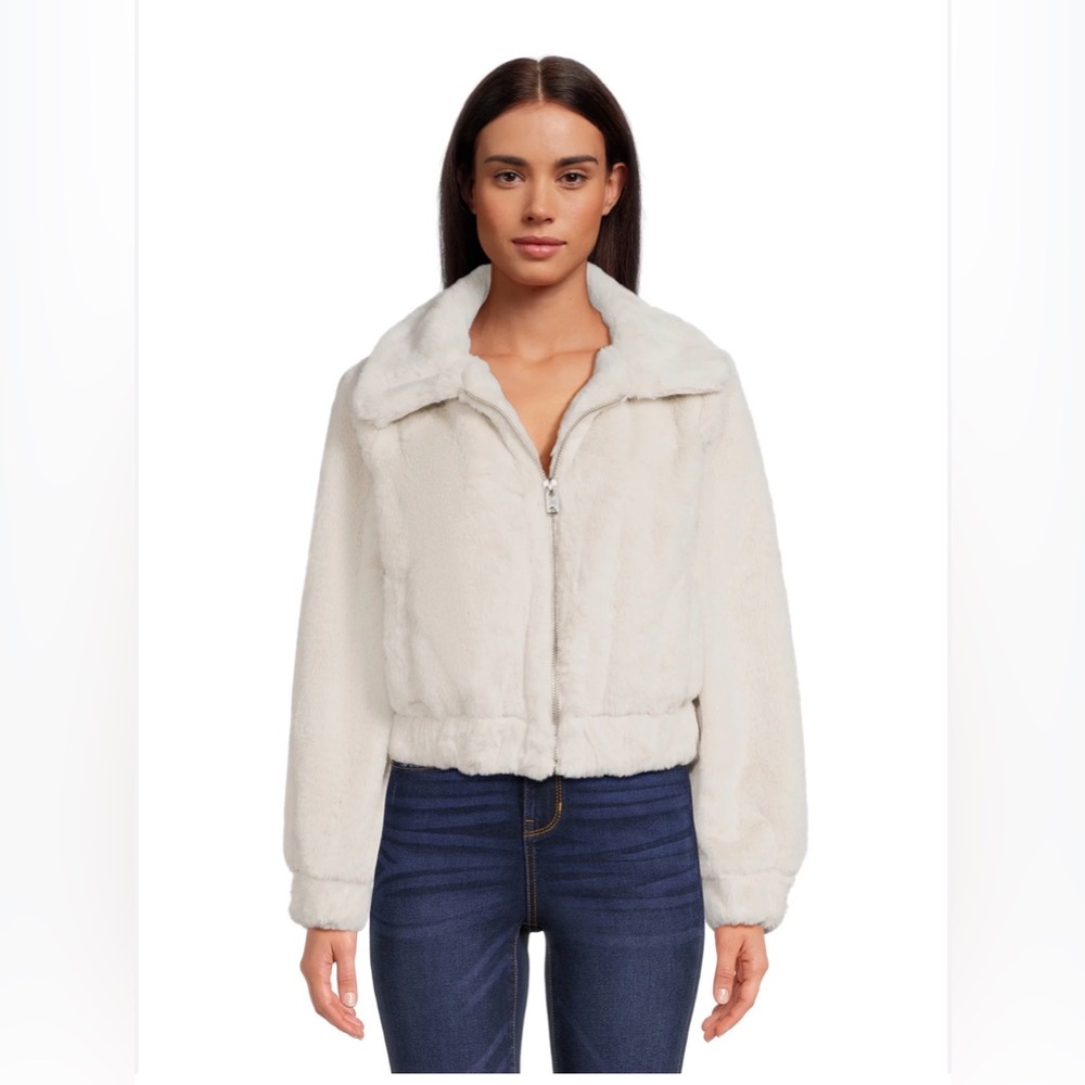 🤍 No Boundaries Faux Fur Bomber Jacket – Size XXL (19) - Picture 1 of 7